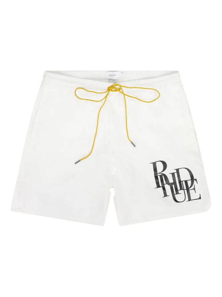 RHUDE White/Black logo swim shorts 2022 Spring/Summer