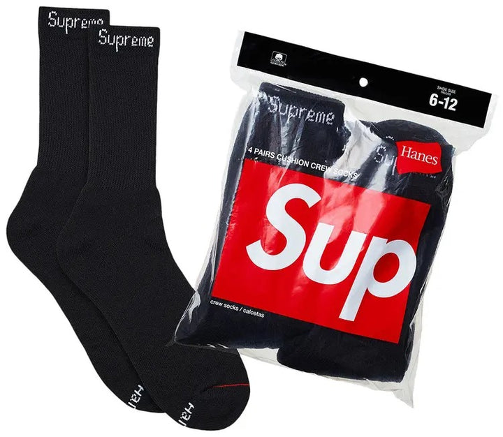 Supreme x Hanes Crew Socks (4-Pack) ‘Black’