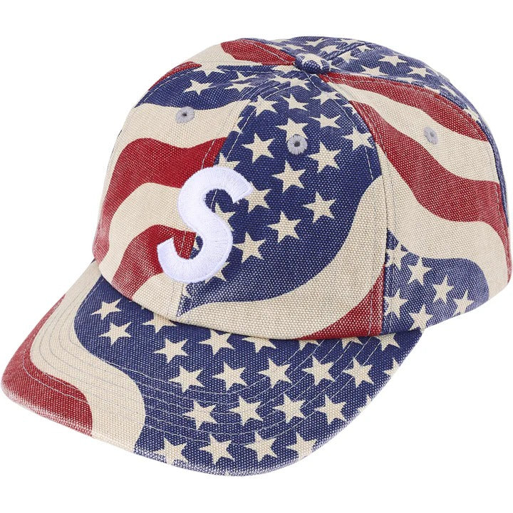 Supreme Coated S Logo 6 Panel Cap Hat Flag
