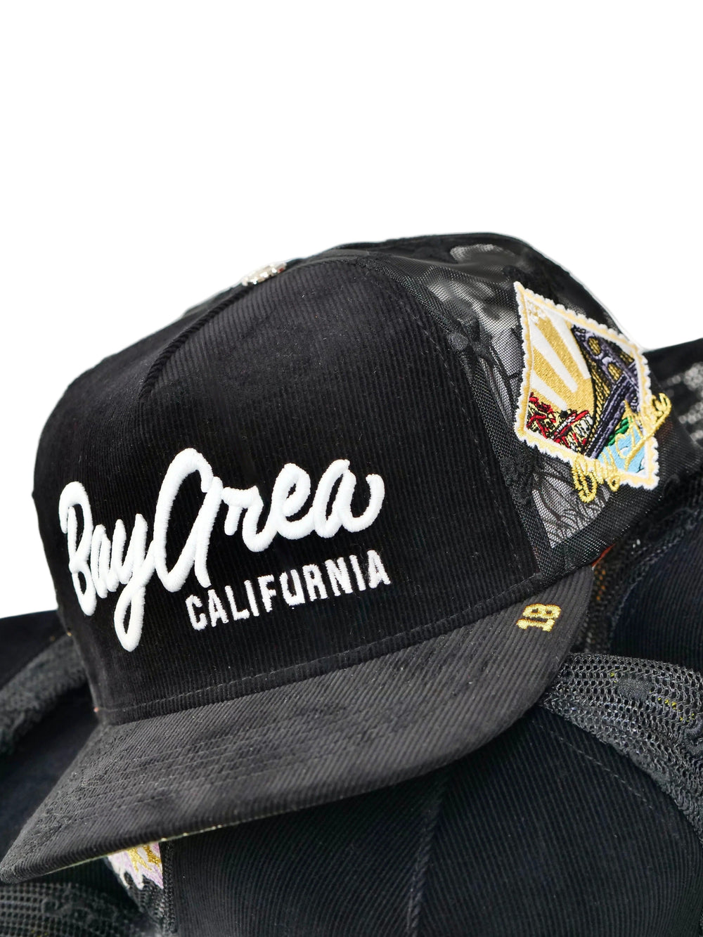 DVNIELLUU OG BA: FROM THE BAY TO THE WORLD TRUCKER HAT (BLACK CORDUROY/MESH) – 100% AUTHENTIC – NEW