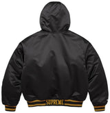 Supreme x Mitchell & Ness Lined Hooded Satin Varsity Jacket – Black (2025)