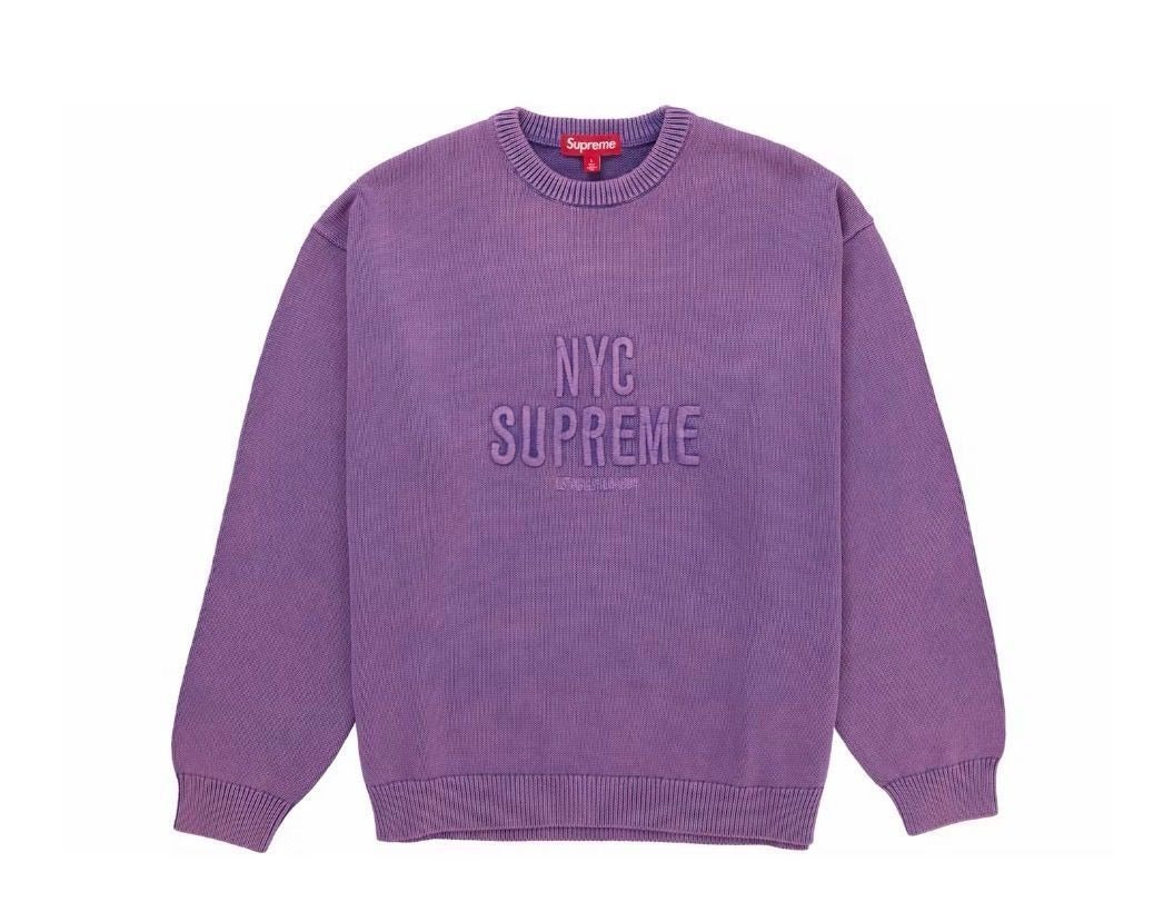 Supreme Overdyed Raised Sweater Purple