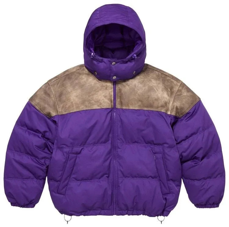Supreme Leather Yoke Puffer Jacket 'Purple' SOLD OUT