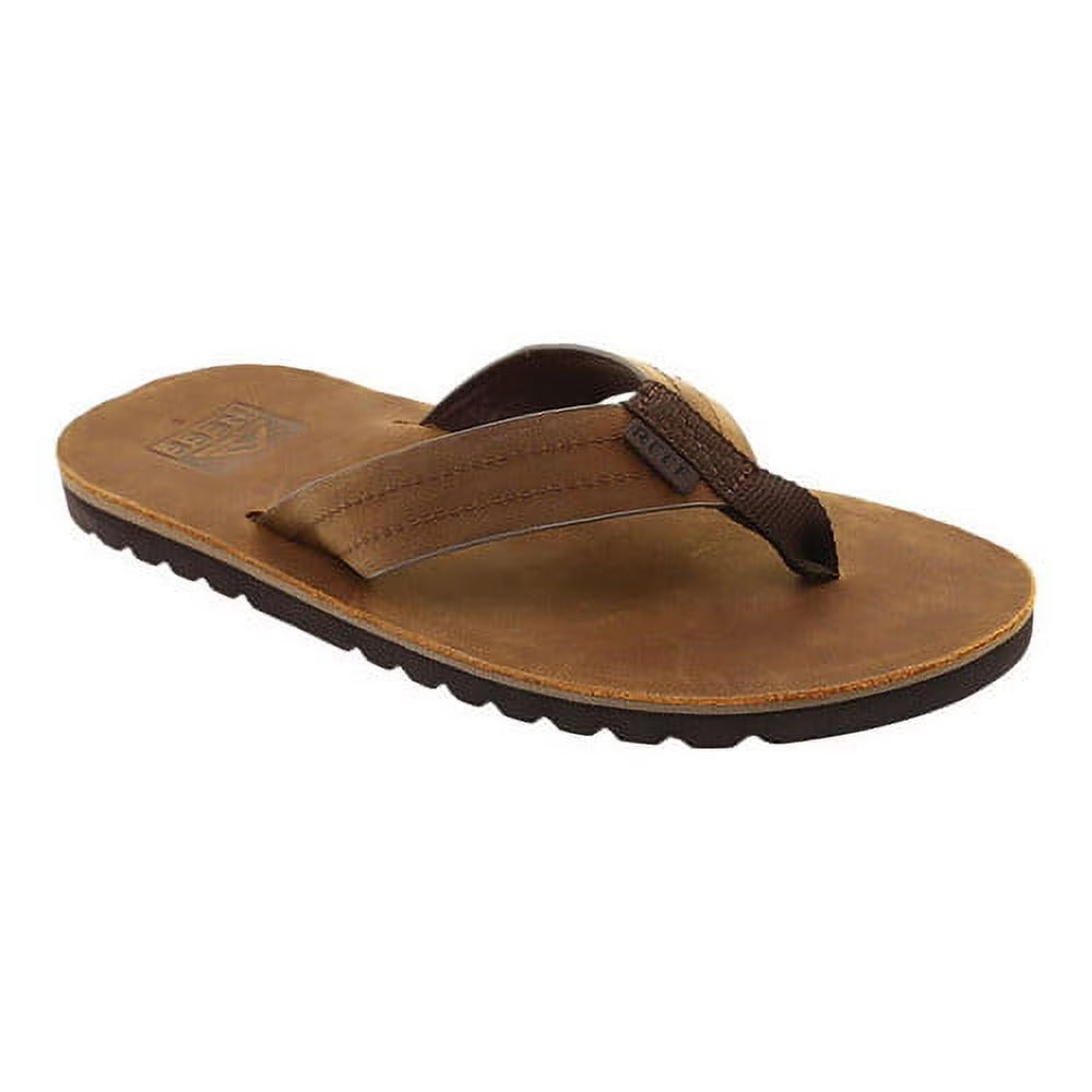 Men's Reef Voyage LE Flip Flops Dark Brown Leather Sandals Size 10