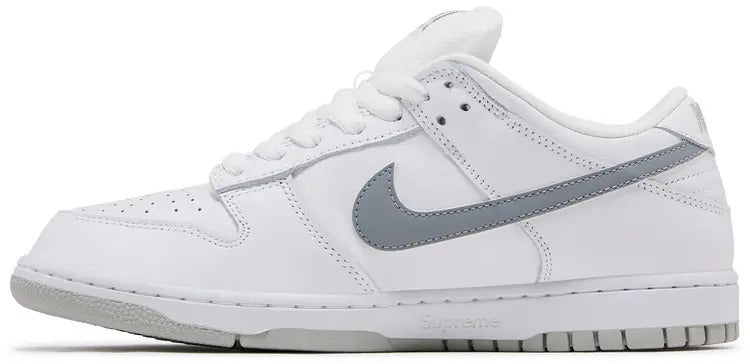 2025 Nike Supreme x Dunk Low SB 'White Metallic Silver'