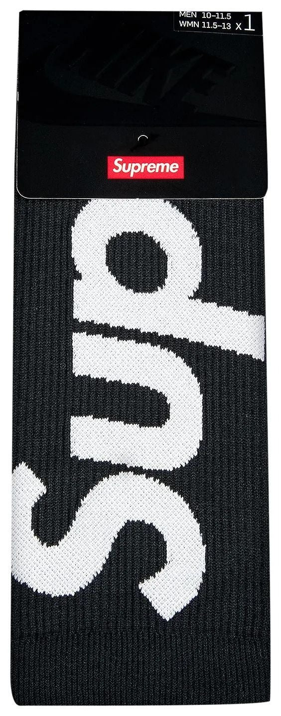 2021 Supreme x Nike Lightweight Crew Socks “Black” (Men’s 6–7.5)