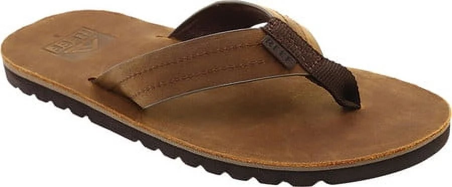 Men's Reef Voyage LE Flip Flops Dark Brown Leather Sandals Size 10