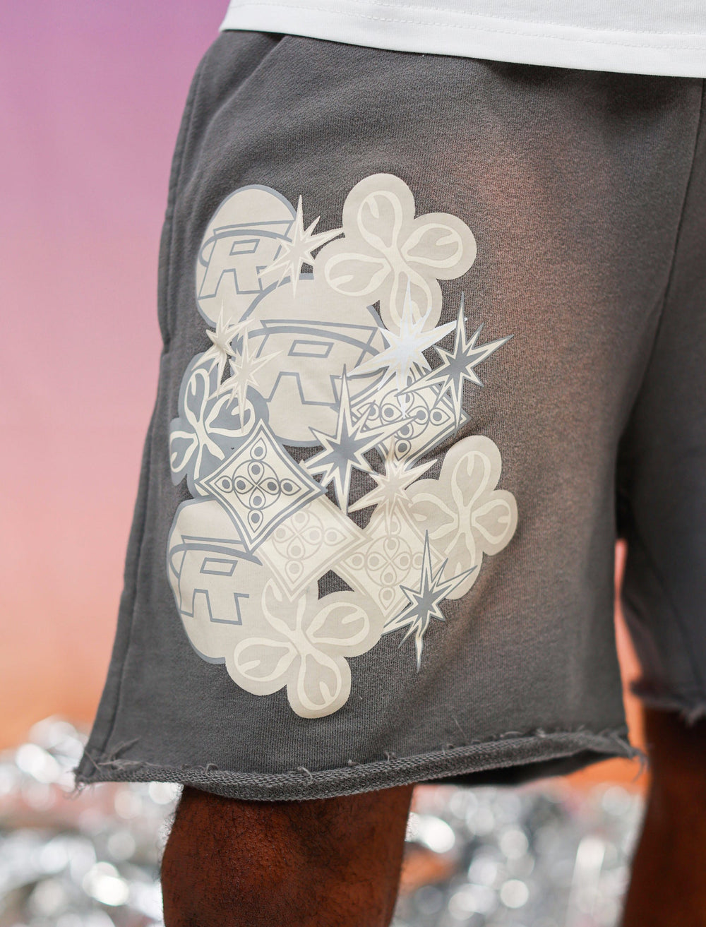 Retrovert Cluster Patch Shorts Grey