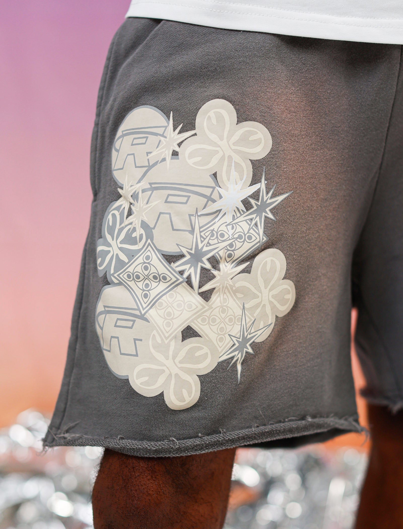 Retrovert Cluster Patch Shorts Grey