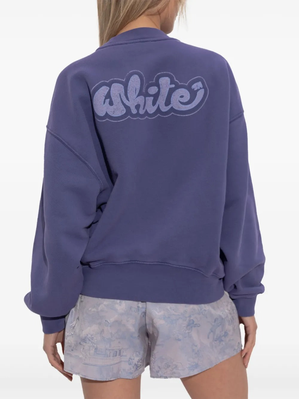 Off-White Logo print cotton Purple Crewneck Sweatshirt Size XXS Women's