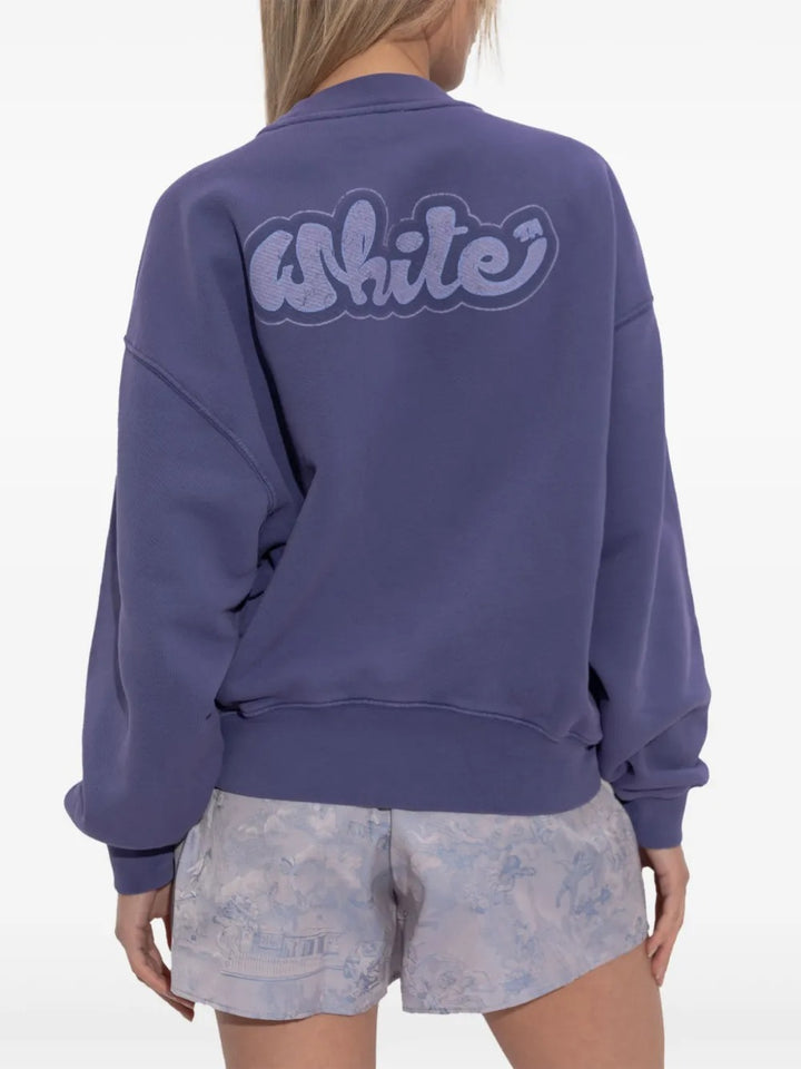 Off-White Logo print cotton Purple Crewneck Sweatshirt Size XXS Women's