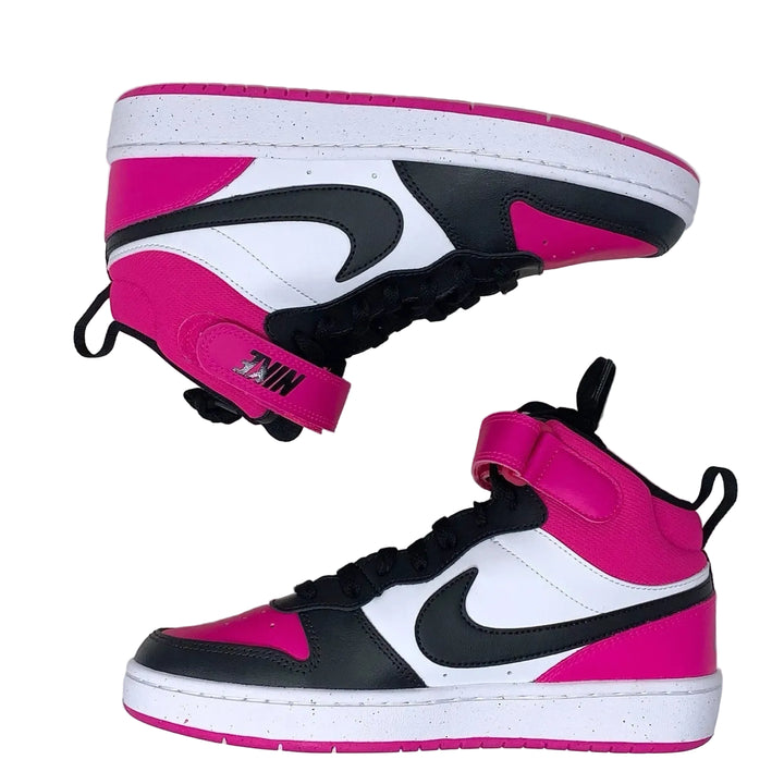 Nike Court Borough Mid 2 Black Pink Sneakers Size 5Y HV0933-100