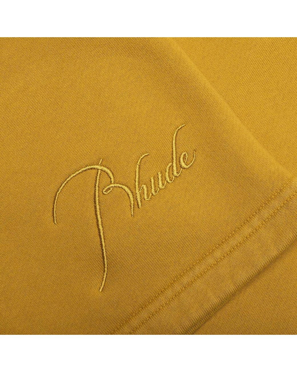 Rhude Men's Yellow Logo Embroidered Drawstring Sweatshorts - Living Legend