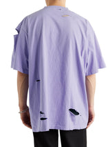 Balenciaga - Oversized Distressed Logo-Print Cotton-Jersey T-Shirt - Purple