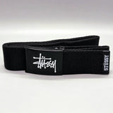 Stussy Logo Web Belt Black Military Style Flip Buckle Adjustable