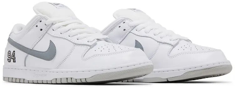 2025 Nike Supreme x Dunk Low SB 'White Metallic Silver'