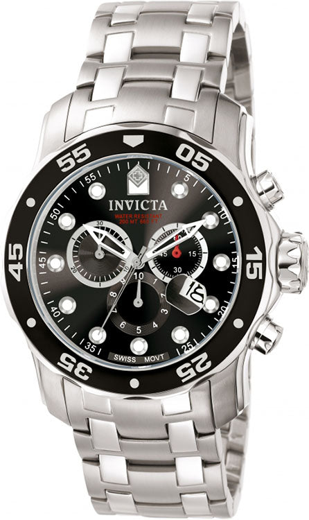 Invicta Pro Diver Quartz Chronograph Men’s Watch – Model 0069, Black Dial