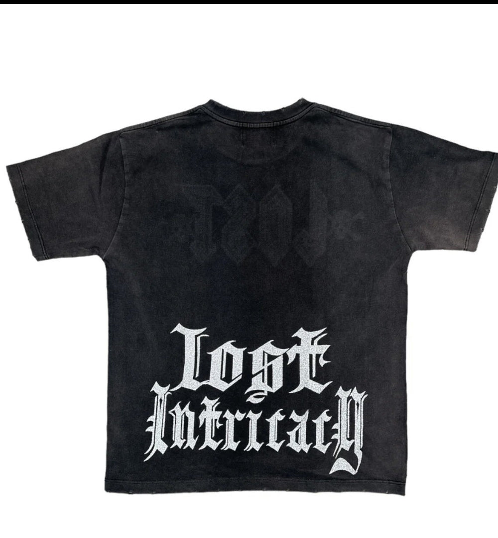 LOST INTRICACY "BLACK WASHED" RHINESTONE T-SHIRT - Living Legend