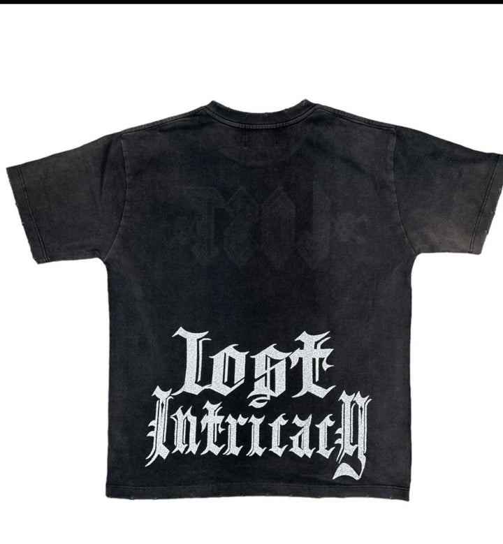 LOST INTRICACY "BLACK WASHED" RHINESTONE T-SHIRT - Living Legend