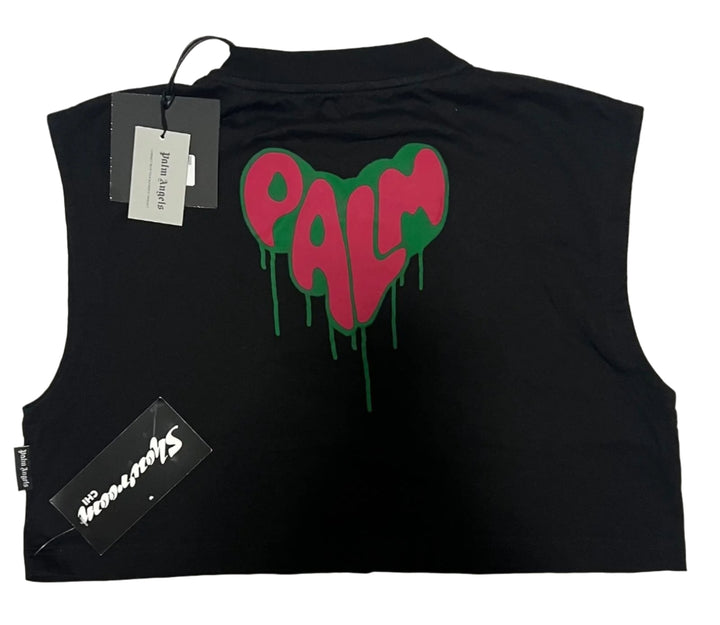 Palm Angels Spray Heart Muscle Cropped Tee - Living Legend