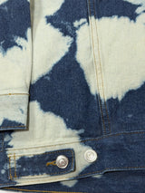 Black Scale Acid Wash Denim Trucker Jacket Medium Blue White Streetwear